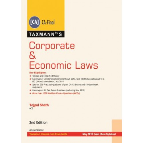 Taxmann's Corporate & Economic Laws for CA Final May 2019 Exam [New Syllabus] by Tejpal Sheth
